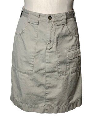 Eddie Bauer Kahki Cargo Skirt Womens 4 Wide Belt Loops Cotton Knee Length Pocket